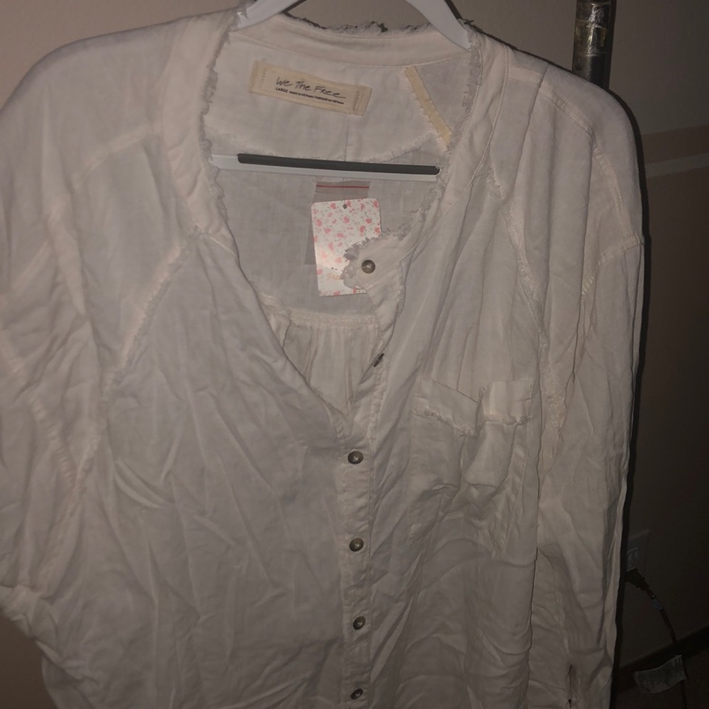 Free People white long sleeve button up